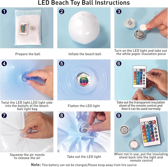 MIAOKE Pool Toys 16 Inch 5 Pack- 16 Lighting and 4 Modes LED Beach Ball with Remote Control,Suitable for Pool Games Night Summer Pool Party,Outdoor Everybody Family Games
