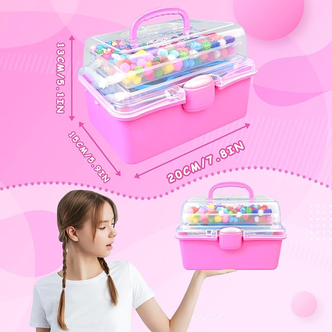 3000 Arts and Crafts Supplies for Kids Craft Kit Craft Box with Pipe Cleaners Arts and Crafts for Kids Age 4-6, 6-8, 8-12 DIY School Supplies Materials Set Toys Gifts for Girls Boys Toddlers, Red