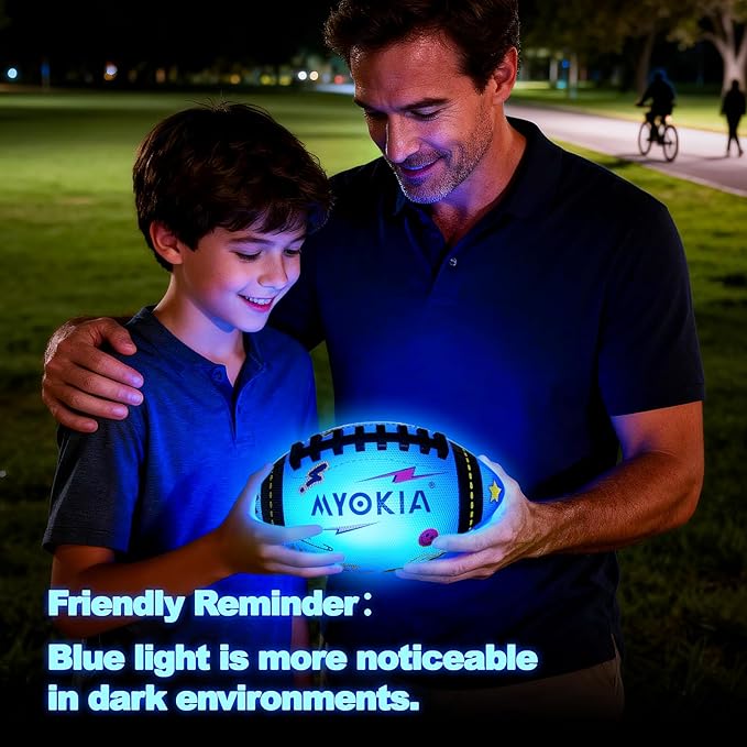 Light Up Football Birthday Gift for Kids & Teens 3-15+,RGB Rechargeable Waterproof Glow in The Dark Ball with Pump & USB Cable, Tri-Color (Red, Green, Blue), Size 6, Outdoor Night Games