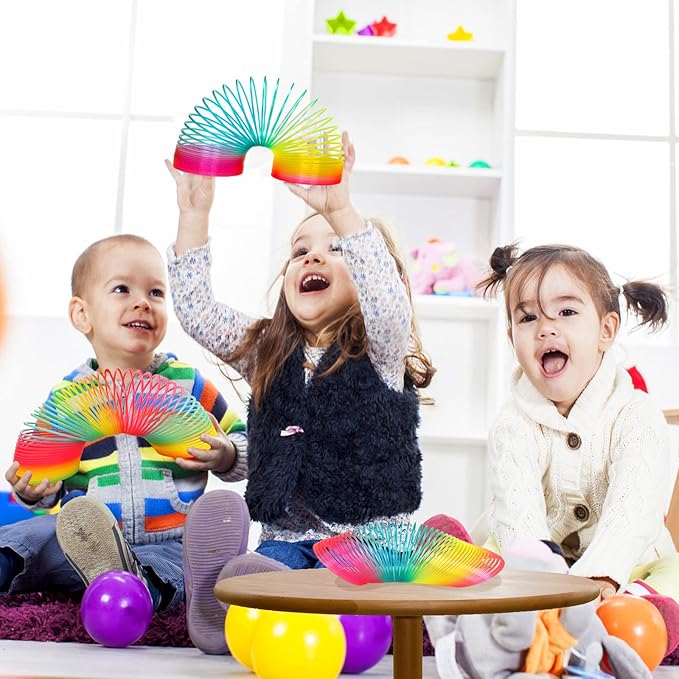 4.2 Inch Giant Sequin Color Rainbow Coil Spring Toy,Classic Magic Spring Decompression Toys,Stair Toys for Children