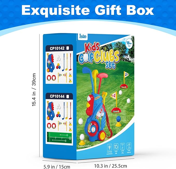 Toddler Golf Set for Boys Girls 1 2 3 4 Years Old, Kids Golf Clubs Set with Cart & Putting Mat, Outdoor Indoor Sports Toys Birthday Gift, Blue