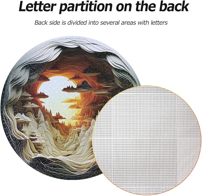 Bgraamiens- Hard Puzzles for Adults -3D Visual Dawn Inside a Cave - 1000 Pieces Round Puzzle for Adults, Unique Impossible Difficult Hard Challenging Jigsaw Puzzles 1000 Pieces