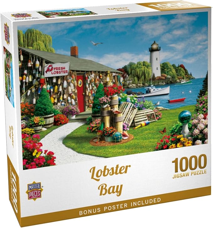 Masterpieces Jigsaw Puzzle 1000 Pieces for Adults - Lobster Bay - 19.25"x26.63" - Coastal Art by Alan Giana
