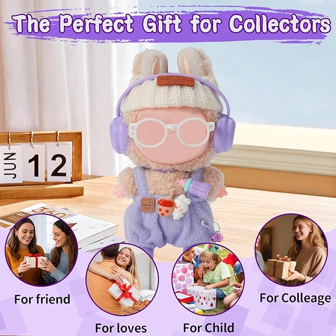 8-Piece Set Dolls Clothes(NO Doll), 17cm Dolls Cute Outfit Accessories, Small Clothes Set for Doll, Gift for Women(Purple)
