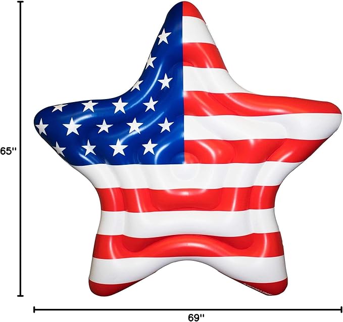 Swimline Inflatable Americana Star Island Pool Raft 65" x 69"