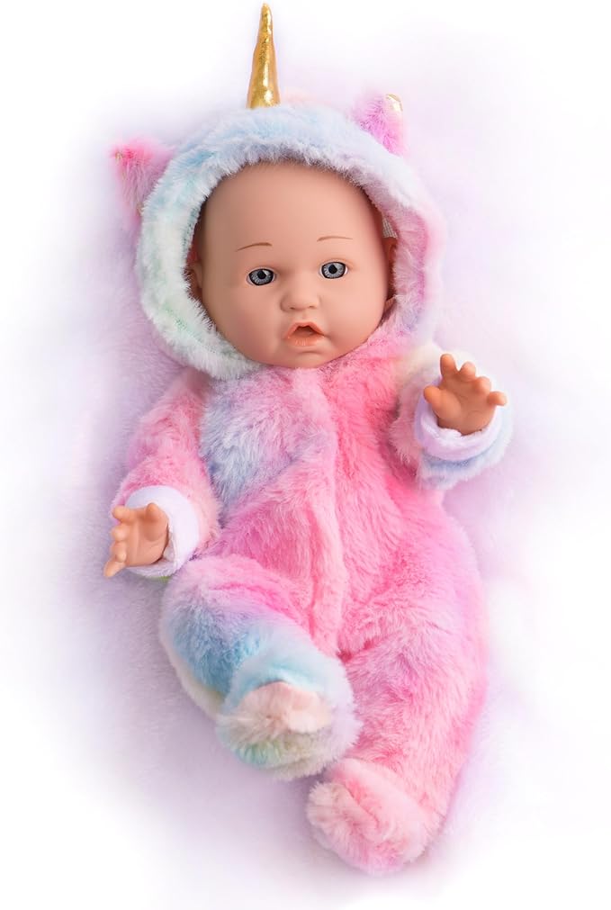 12 Inch Baby Dolls with Unicorn Clothes In Gift Box, With Doll Accessories Unicorn Onesie Clothes Feeding Bottle Pacifier Blanket, Play Set Toy for 3 4 5 6 Years Toddlers, Christmas Birthday Ideal