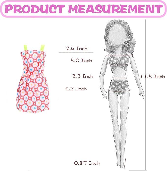 65 PCS Clothes and Accessories Including 5 Wedding Gown Dresses 10 Slip Dress 2 Fashion Dresses 2 Tops 2 Pants 2 Bikini 20 Shoes 22 Accessories for 11.5 Inch Girl Dolls in Random, for Girls