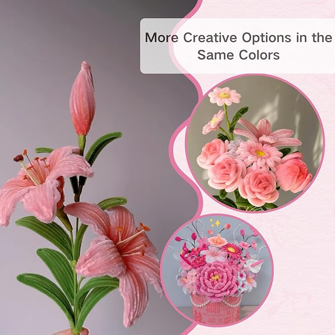 500pcs Pipe Cleaners Craft for Flowers,Chenille Stems for DIY Flower Making Kit,Pipe Cleaners Projects Creative for DIY Art and Craft,Ideal for Holiday Decoration(Rose)
