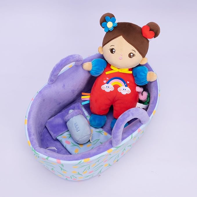 OUOZZZ 10" Soft Baby Doll Set, Hispanic Baby Doll Accessories Pretend Playset Doll for 2 Year Olds Girls Social Emotional Learning Birthday Gift for 2 Year Olds Girls