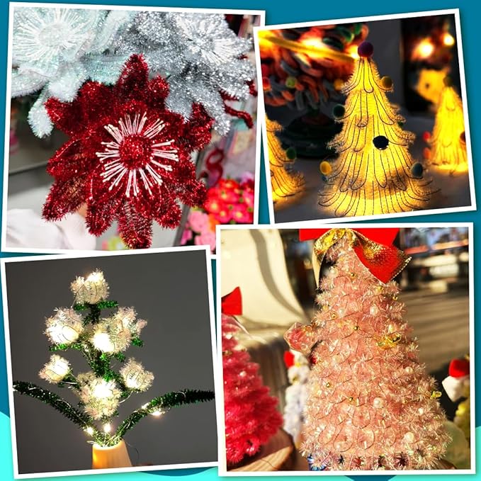 GAGANIU 200pcs Pipe Cleaners, Pipe Cleaners for Crafts, Craft Supplies Multicolor Chenille Stems for Art&Craft Christmas DIY Projects(10colors,Glitter)
