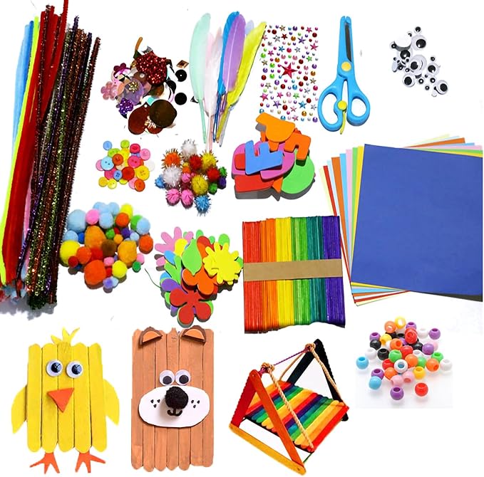 Klanata Comprehensive DIY Art and Crafts Supplies Kit for Educational Activities - Multi Component Handmade Material Set for Kindergarten Students and Classroom Projects - Art Supply
