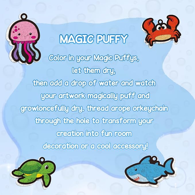 Taotuo Magic Foam Texture Painting Kit - 3D Art Puffy Paint Kit, 15 Ocean Mess-Free Paint by Number Craft for Kids Ages 3-10