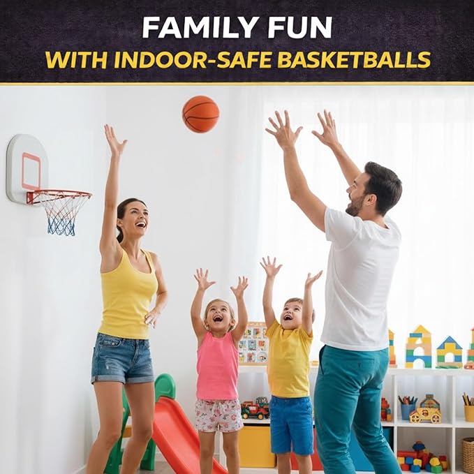 4 Pack Mini Basketballs for Mini Hoops, 6 Inch Inflatable PVC Basketball Balls with Pump & Needle, Rubber-Like Textured Grip, Indoor Outdoor Replacement Balls for Door, Pop-A-Shot & Trampoline Hoops