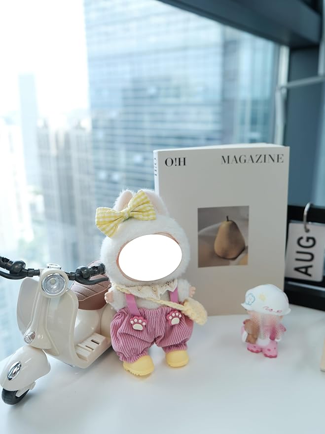Clothes for 17cm Doll, 5 pcs Set Doll's Outfits Luxury Dress Pants Bow Headpieces Shoes Crechet Bag Accessories Fashion Stylish Adorable Dolls Clothes (No Doll) (Cute Doggy Pink)