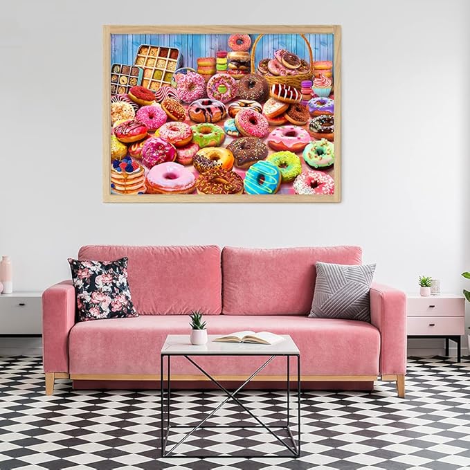 HUADADA Jigsaw Puzzles for Adults 1000 Pieces, Donuts Interlock Perfectly Letter on Back No Dust, Home Decor Birthday Party Gift Toy for Men Women Olders Seniors (27.5"x19.6"), 1:1 Poster