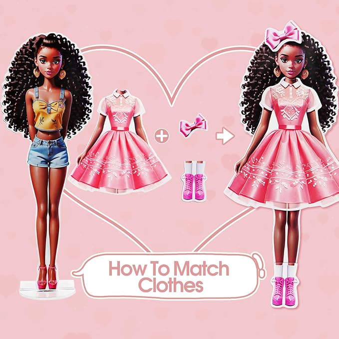 PainZieteg Magnetic Dress Up Dolls, Magnetic Princess Dress Up Paper Dolls, Magnetic Dress Up Dolls for Girls Ages 4-10 Learning Created Imagine Set Birthday Gift (May)