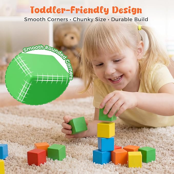 LovesTown 28PCS 1.3 Inch Large Magnetic Blocks for Toddlers Ages 3-6, Magnet Building Cubes Montessori STEM Preschool Toys for Boys & Girls, Sensory Learning Gift for Birthdays & Holidays