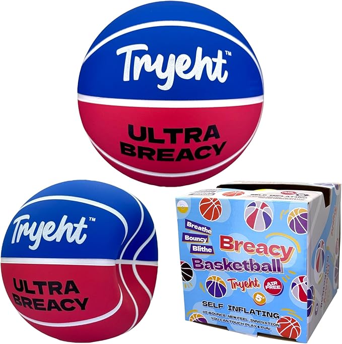 Mini Basketball, 5-Inch Self-Inflating Rubber Ball – No Pump Needed, High-Bounce Breacy Ball for Indoor Mini Hoop & Outdoor Play