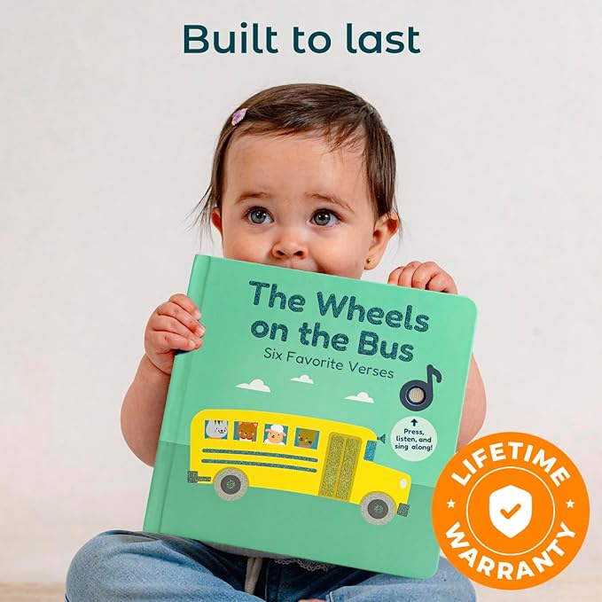 Calis Books The Wheels on the Bus Book - Rechargeable Musical Book, Headphone Jack, Books for 1 Year Old, Musical Book for Toddlers 1-3, Musical Toy Toddlers