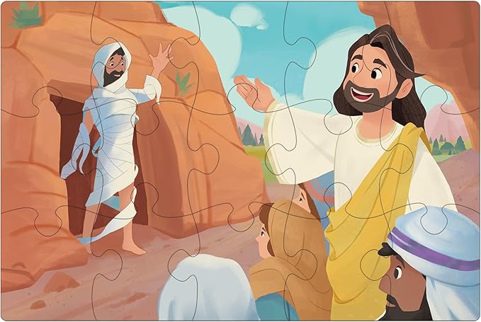 Bible Puzzles Kids, 4-in-1 Wooden Puzzles in Box, Religious Christian Toys for Toddlers, Christmas Puzzle for Kids, Jesus Walks on Water | Jesus with Children | Lost Lamb (New Testament)