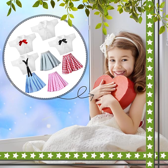 Bencailor 8 Pieces Doll Clothes for 11.8 Inch Doll Accessories Shirt Skirts Dress Outfit Clothing for Birthday Gift(Cute)