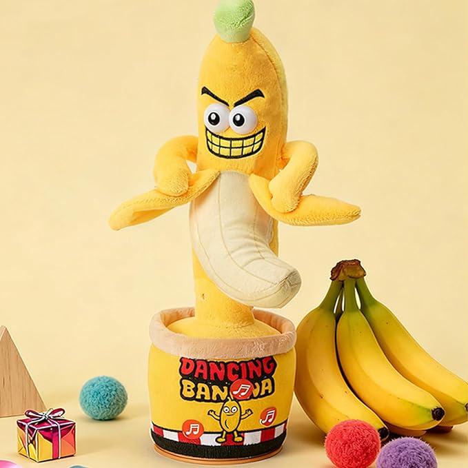 Funny Dancing Talking Banana Toy, Gifts Mimicking, Recording Repeating What You Say, Hilarious Laughs, Novelty Gag Gift for Adults Friends Coworkers Office, Adjustable Volume