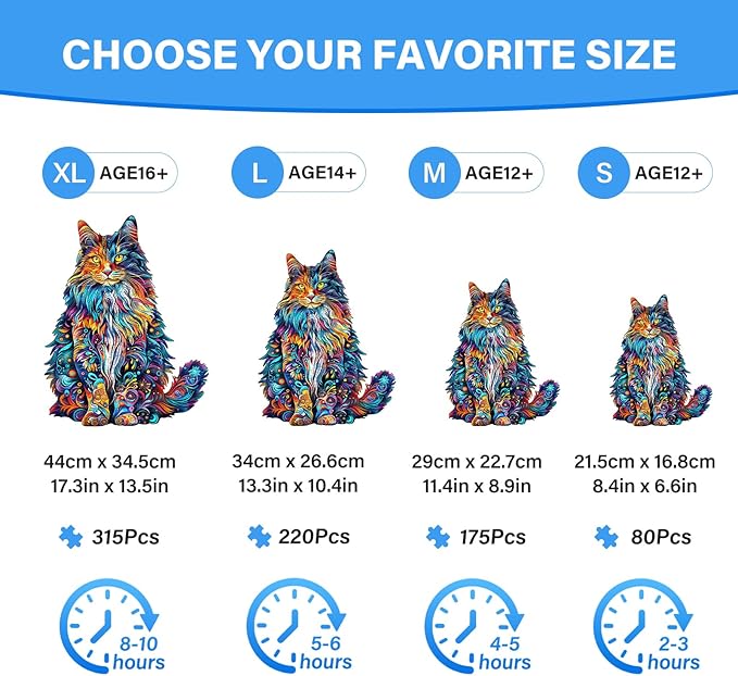 Wooden Puzzles for Adults, Cat Puzzles, Wooden Jigsaw Puzzles for Adults, 80 Pieces Wood Puzzles Adult, Unique Animal Shape Wood Puzzle, Creative Puzzle Gifts for Women Family Game(8.4 * 6.6in)