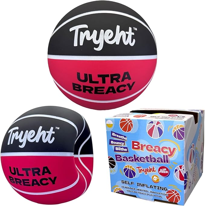 Mini Basketball, 5-Inch Self-Inflating Rubber Ball – No Pump Needed, High-Bounce Breacy Ball for Indoor Mini Hoop & Outdoor Play