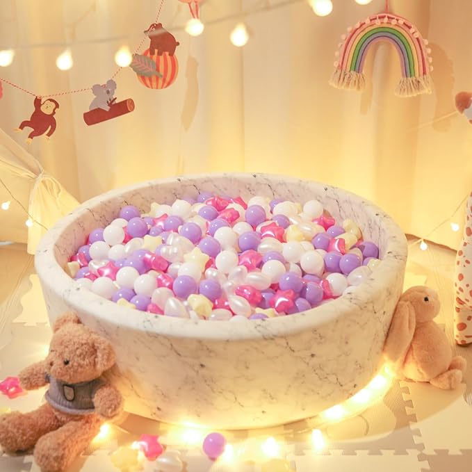 Star Ball Pit Balls for Toddlers -100pcs Phthalate Free BPA Free Crush Proof Play Balls Macaron Children's Ocean Balls Play Tent Pool Playhouse Playpen Party Decoration.