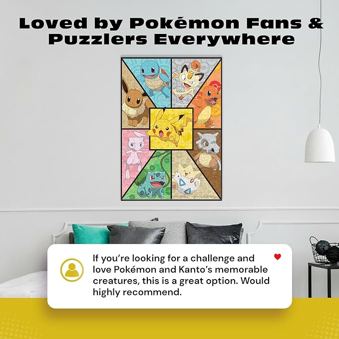 Buffalo Games - 300 Piece Jigsaw Puzzle Pokemon Kanto Companions, Made in USA, Premium Recycled Board, Full-Color Poster, Giftable Colorful Art