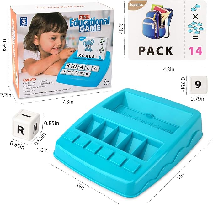 Learning Educational Toys 2 in 1 Matching Letter and Number Games for Boys and Girls Sight Words Recognition Flash Cards Kindergarten Teaching Tools Preschool Learning Materials for Kids Ages 3-7