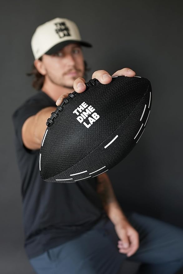 The Dime Lab Water Football - Waterproof Football for Pools, Beaches, & Lakes - Strong Grip Training, Outdoor, All-Weather Water Toys for All Ages - Black