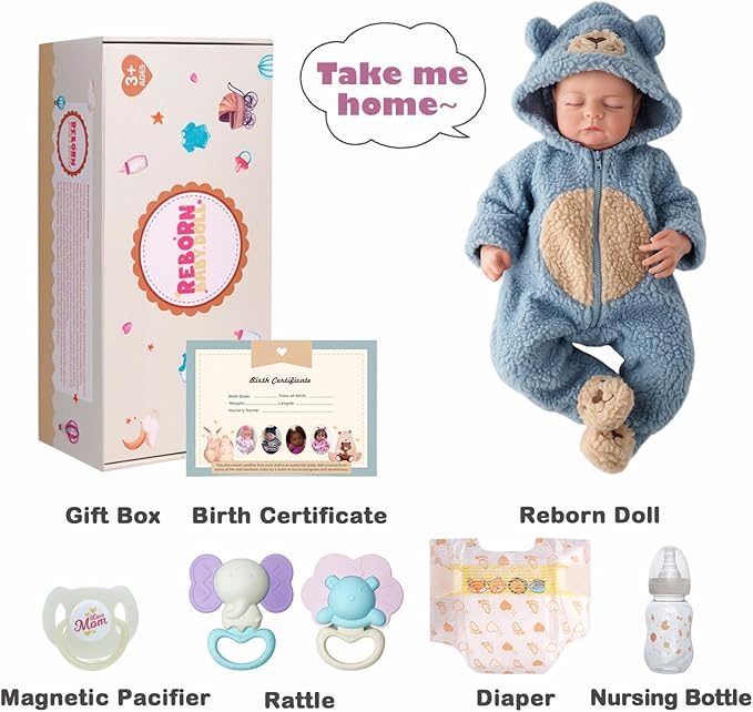 BABESIDE Lifelike Reborn Baby Dolls Boy - 18-Inch Newborn-Realistic Baby Doll Poseable Real Life Baby Dolls Soft Vinyl and Cloth Body with Toy Accessories for Kids Age 3+