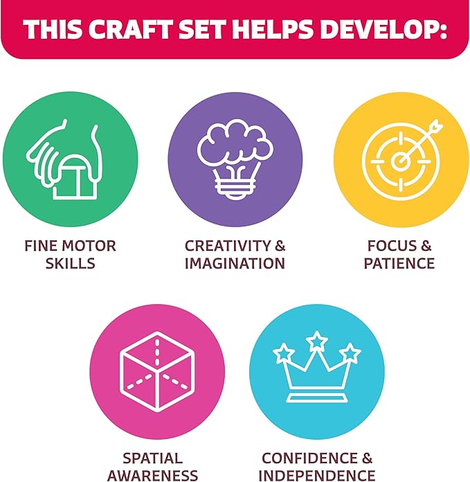 Poke-In Craft Flower Crowns Kit for Kids Ages 4-9 – Mess-Free Poke It Art Set with 15 Foam Flowers & 1000+ Fabric Squares for Girls, Boys & Toddlers –Chidrens Punch Craft & Tufting Kit for 4 Year Old+