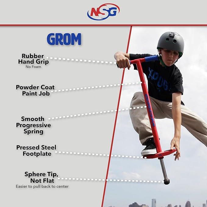 NSG Grom Performance Pogo Stick - Ages 5-9 - 40-90 Pounds (Purple)