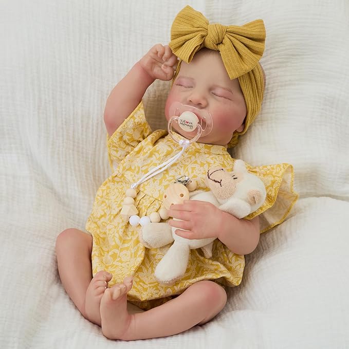 FOCKOF Realistic Reborn Baby Dolls-18 Inch Realistic Baby Doll Girls Soft Cloth Body Reborn Baby with Gift Box for Kids Age 3+