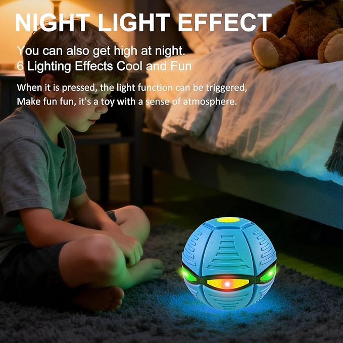Magic Bouncing Ball Pop Up Balls – Light Up Magic Meta Ball Toy with 6 Light – Dual-Form Bouncy Balls Indoor Outdoor Play – Transforming Toy for Parent-Child Interaction (Blue)