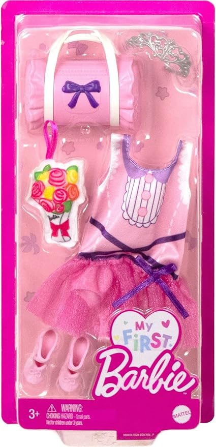 Barbie My First Barbie Clothes, Fashion Pack for 13.5-inch Preschool Dolls, Tutu Leotard with Ballet & Dance Accessories
