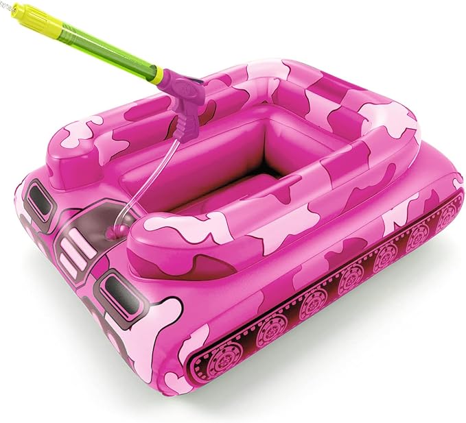 Inflatable Tank Pool Floats Kids - Jasonwell Toddler Pool Floaties Swimming Pool Tank with Water Cannon Gun Swim Floaty Rafts Lake Beach Party Pool Toys for Boys Girls Toddlers Kids