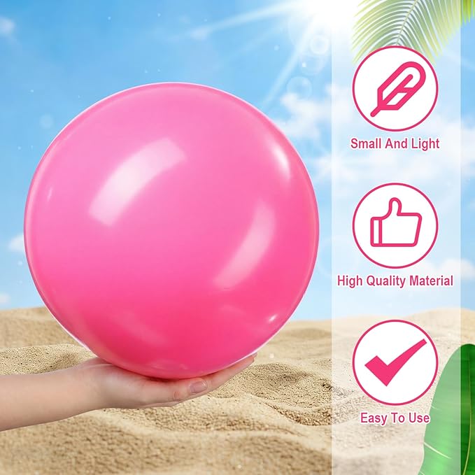 Realspring 24 Pcs Inflatable Beach Balls for Kids Bulk Pastel Solid Color Jumbo Beach Ball Swim Pool Floating Toys Baby Shower Birthday Summer Party Decor(Pink and White,18 Inch)