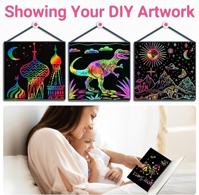 ZMLM Scratch Paper Art Craft: 2 Pack Rainbow Scratch Notebooks Easter Basket Stuffers for Toddler Crafts for Kids Ages 4-8,Easter Gifts for Kids Girls Boys School Birthday Party Toys School Activity
