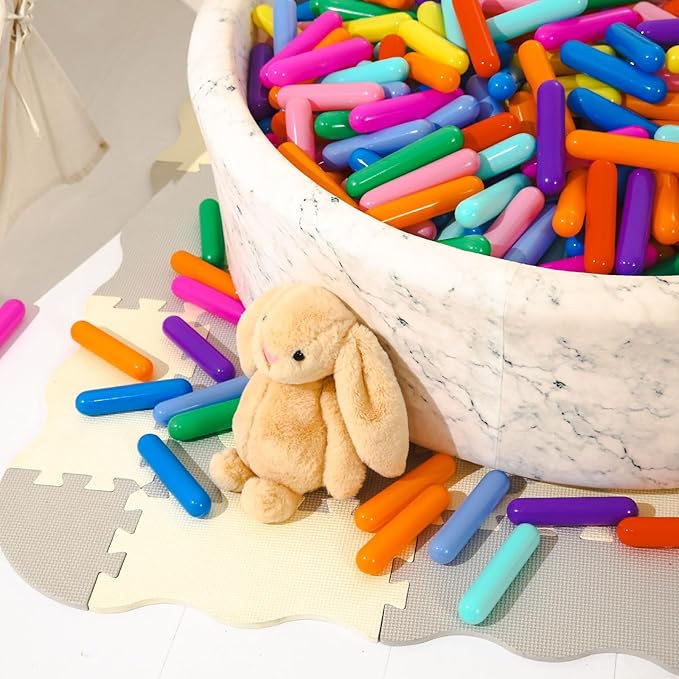 STARBOLO Ball Pit Balls for Toddlers - Pack of 500 Balls 5.12inches Long Balls Crush Proof Plastic Toy Balls for Toddlers Ball Pits, Ball Pit Play Tent, Baby Pool Water Toys(Rainbow 10 Colors)