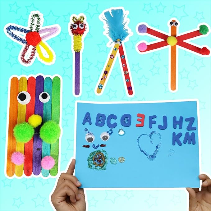ANTDECOUS Arts and Crafts Supplies Kit for Kids - 520+PCS Craft Supplies & Materials for Kids Creative Art Birthday Holiday Gift Craft Kits for Girls Boys 4+ 5 6 7 8 9 Year Old