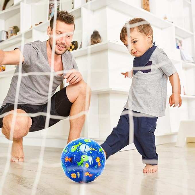 U&C Planet Soccer Ball Size 2 Size 3 Size 4 for Toddler Kids with Pump Deflated, Cartoon Unicorn Dinosaur Soccer Ball Toy for Girls Boys 1-3 2-8 6-12