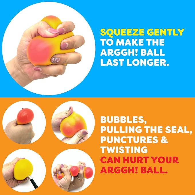 Power Your Fun Arggh Stress Ball for Adults and Kids- 3.75 Inch Large Tension Relief Ball Fidget Toy, Color-Changing Stress Relief Squeeze Sensory Balls Big Squishy Toys for Boys Girls (Yellow/Orange)
