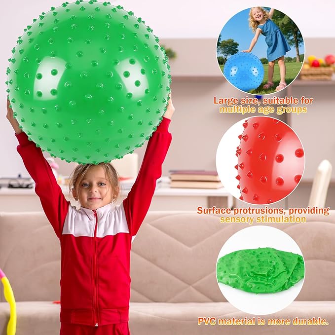 18-Inch Jumbo Playground Balls (3 Pack, Red&Blue&Green) - Oversized Inflatable PVC Balls for Kids & Pets, Backyard Grass Play, Indoor/Outdoor Games with Hand Pump