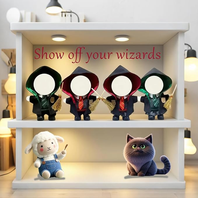 7-Piece Wizard Doll Clothes Set for 17cm Dolls โ Fits The Monsters Exciting Macaron Series โ Fantasy Outfit with Hooded Cloak, Shirt, Pants, Sweater, Tie, Shoes & Magic Broom โ Doll Accessories Only