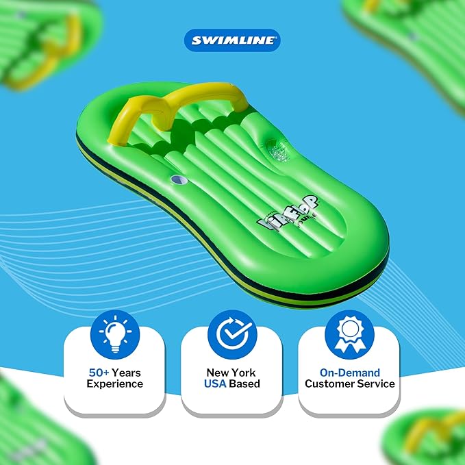 SWIMLINE Inflatable Swimming Pool Float Lounger Raft Mattress, Fun Mat, Flip Flop, Green