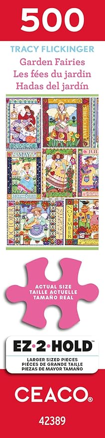 Ceaco - EZ2Hold - Tracy Flickinger - Garden Fairies - 500 Piece Jigsaw Puzzle for Adults - Challenging Puzzle Perfect for Game Nights - Finished Size is 26 x 19