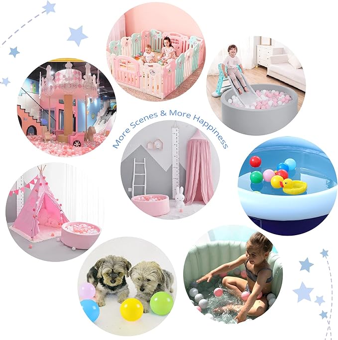 STARBOLO Ball Pit Balls for Toddlers Pack of 100 200 500 - BPA&Phthalate Free Non-Toxic Crush Proof Soft Plastic Balls for 1-5Years Old Toddlers Girl Kids Birthday Pool Playpen Tent Party